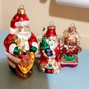 SET OF (3) HAND BLOWN CHRISTMAS ORNAMENTS